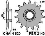 Pignone PBR Passo Catena 520 Cod 2140 Z11 Denti 2140 11 18NC