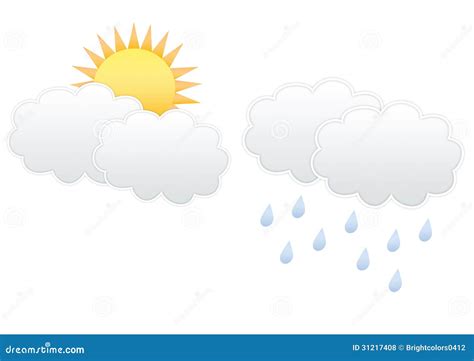 Wolk En Zon Wolk En Regendruppels Stock Illustratie Illustration Of