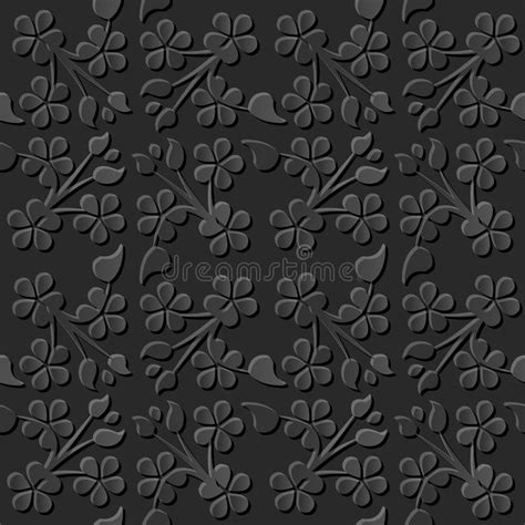 Seamless D Dark Paper Cut Art Background Cross Clover Leaf Vine