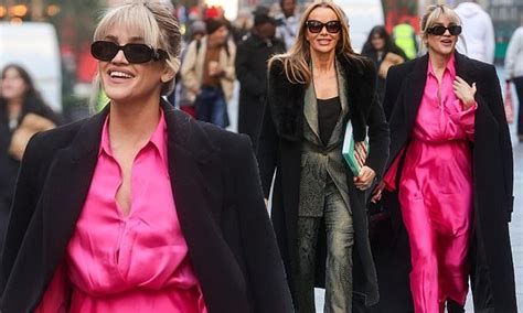 Ashley Roberts Commands Attention In A Bright Pink Silk Dress Daily