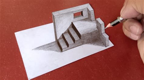 Easy Draw Drawing Part Of A House With Stair 3D Art On Paper For