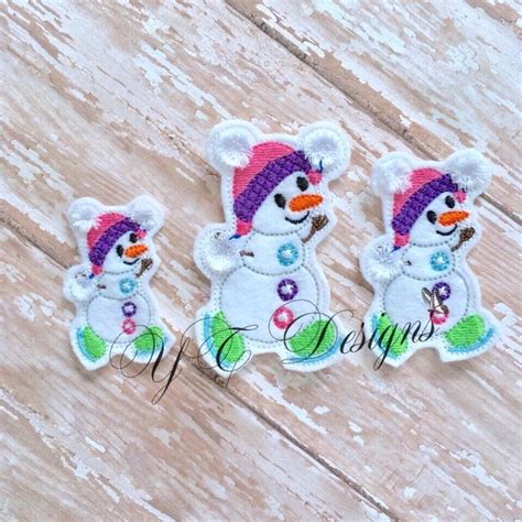 Snowman Skating Feltie Embroidery File Multiple Sizes 2018