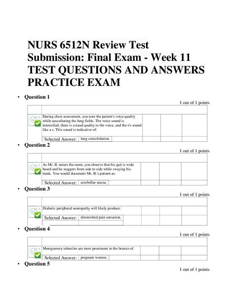 NURS 6512N Review Test Submission Final Exam Week 11 TEST QUESTIONS