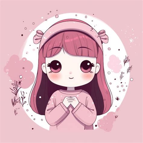 Uma Linda Garota De Anime Estilo Kawaii De Desenho Animado Garota De