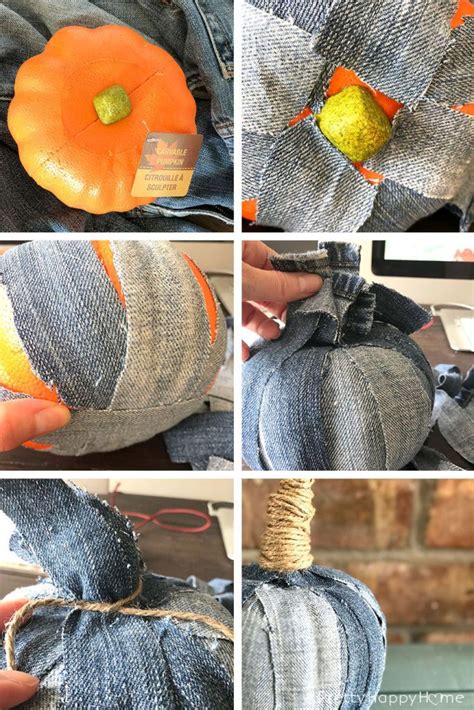 Striped Denim Pumpkin Tutorial Fall Crafts Fall Crafts Diy Fall Decor Diy