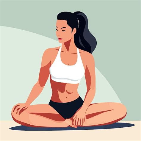 Premium Vector Vector Illustration Yoga Woman Meditation In Lotus