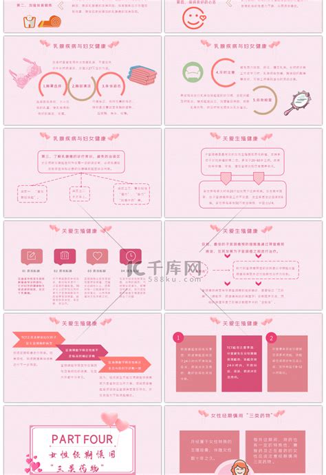 粉红色女性健康讲座教育培训课件pptppt模板免费下载 Ppt模板 千库网