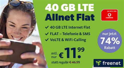 Gb Lte Vodafone Netz Mbit S Flat Volte Wlan Call Allnet