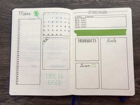 So kannst du Bullet Journal Monatsübersicht gestalten