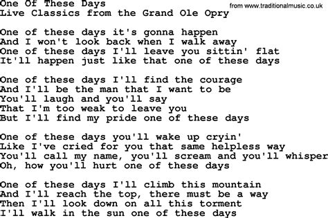 One Of These Days, by Marty Robbins - lyrics