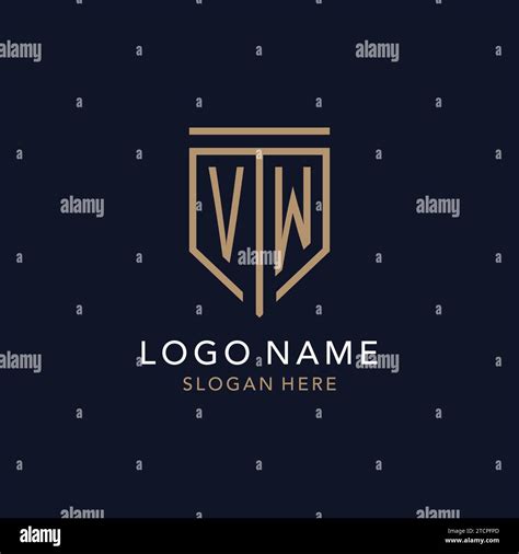 Vw Initial Logo Monogram With Simple Luxury Shield Icon Design