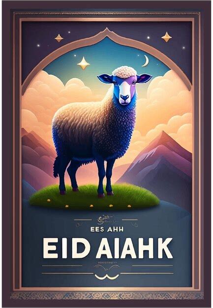 Mod Le D Affiche Eid Al Adha Mubarak Avec Fond De Moutons Vecteur Premium