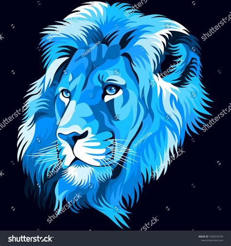 Lion Illustration Blue Creative Design Simple Stock Vector Royalty