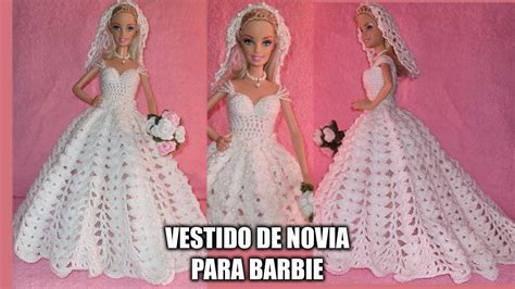 VESTIDO DE NOVIA PARA MUÑECA BARBIE TEJIDO A CROCHET PASO A PASO