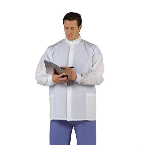 Fluid Resistant Unisex Short Barrier Lab Coat White Size L 1ct