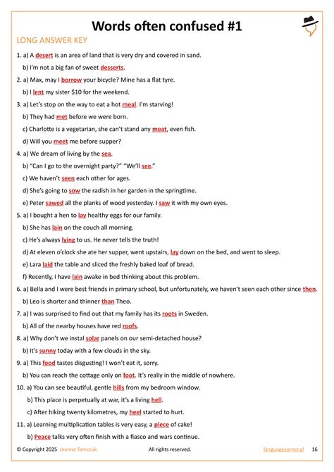 Brain Gym: Words often confused - Language Corner