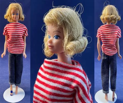 VINTAGE 1963 MATTEL 860 Blonde Flip Freckle Midge Barbie Doll Clam Digger Jeans EUR 90 69
