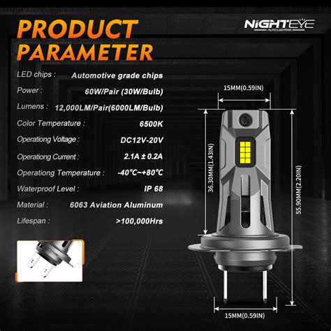 Nighteye X H Led Headlight Bulb Kit Lm W High Power Canbus No