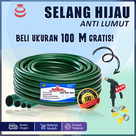 Selang Air Rol Meter Inch Benang Hijau Anti Lumut