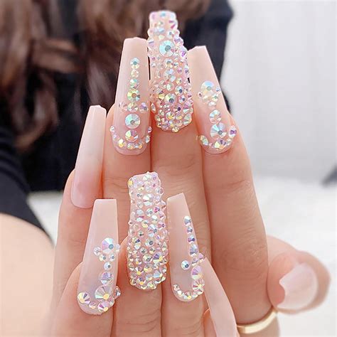 Pink Acrylic Nails With Diamonds