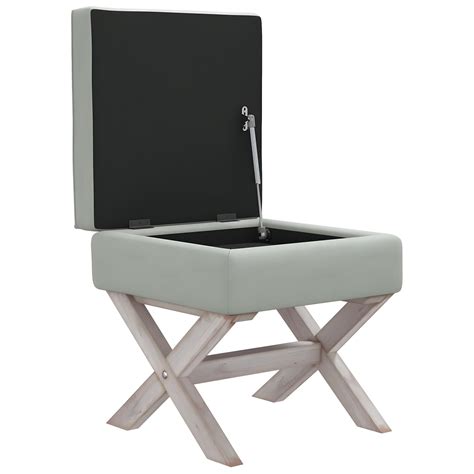 Tabouret De Rangement Gris Clair X X Cm Velours