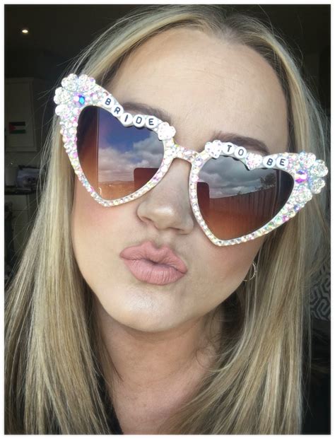 Ivory Heart Shaped Sunglasses Sparkly Blingy Bride To Be Etsy