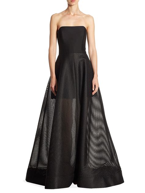 Halston Heritage Strapless Dress Formal A Line Gown Strapless Gown