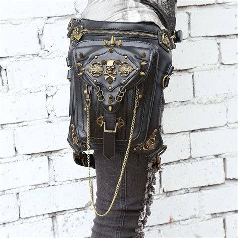 Gothic Steampunk Skull Bag Steampunk Waist Bag Vintage Leather