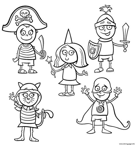 Halloween Costumes Coloring page Printable