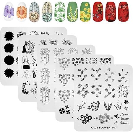 Amazon Kads Pcs Nail Art Stamping Plates Flower Butterfly Rabbit