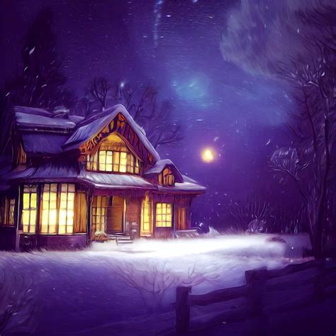 Premium Photo Outdoor Christmas Scene With Magic Night Sky Illustration Of A Christmas House