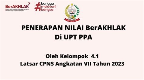 Tugas Kelompok Penerapan Nilai Berakhlak Latsar Cpns Pemrov Sulawesi