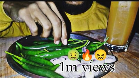 Green Chillies Eating Challenge 🌶️🌶️ Hottest Chillies Spicy Food