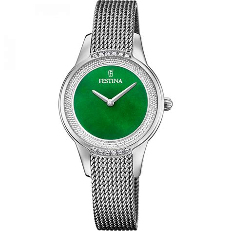 Montre Festina Mademoiselle F20494 7 Vert Bracelet D Acier Inoxydable