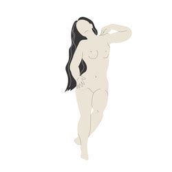 Nude Woman Sitting Isolated On White Background Vector Image