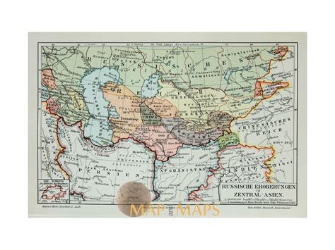 russian conquests  central asia  map meyer  mapandmaps