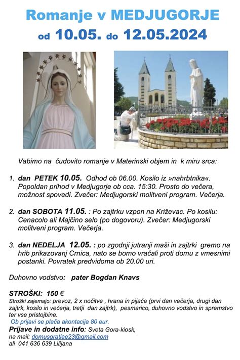 Romanje V Medjugorje Sveta Gora