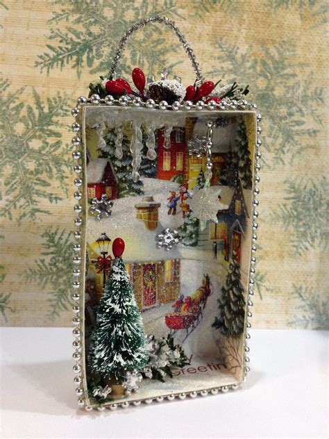 Christmas Card Shadow Box Vintage Christmas Crafts Christmas Card