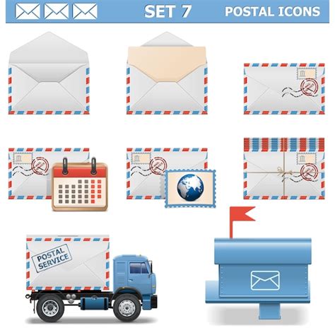 Premium Vector Postal Icons Set 7