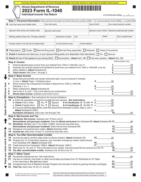 Form Il 1040 Download Fillable Pdf Or Fill Online Individual Income Tax Return 2023 Illinois