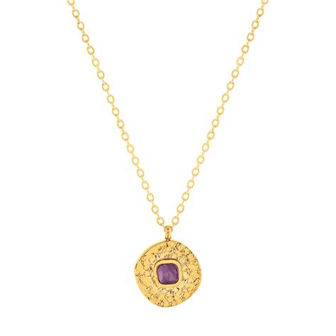 Collier Acier Doré Améthyste 45 Cm Maty
