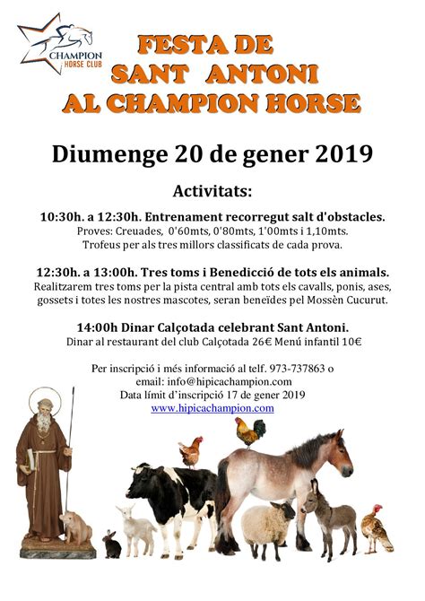 Festa de Sant Antoni i Benedicció dels animals - Hípica Champion Horse