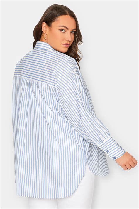 Yours Plus Size Blue And White Stripe Oversized Shirt Yours Clothing