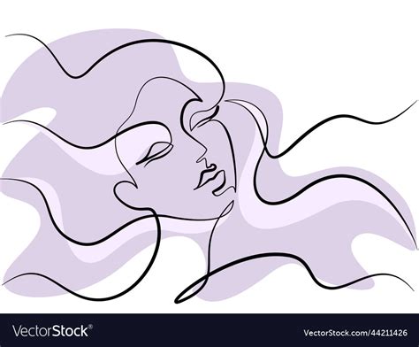 Abstract Minimal Woman Face Continuous One Line Vector Image