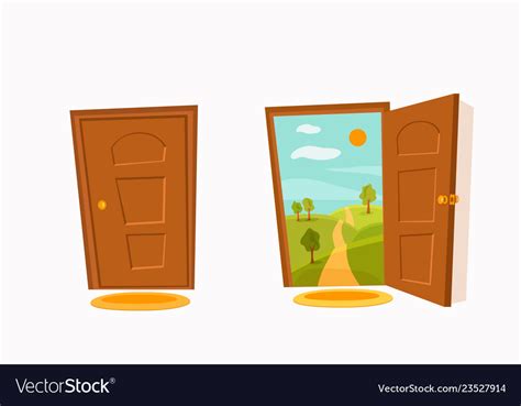 Open door cartoon colorful flat Royalty Free Vector Image