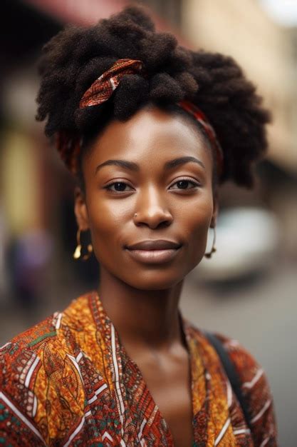 Premium Ai Image Closeup Portrait Of African Woman In City By Copy