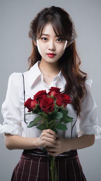 Premium Photo Portrait Of A Korean College Girl In Valentines Day