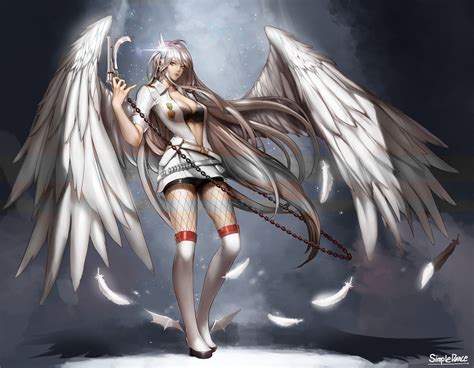 Woman Anime Character With Wings Digital Wallpaper Hd Wallpaper The