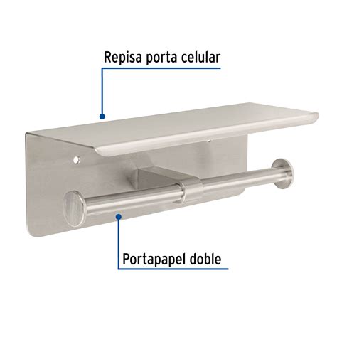 Ficha Tecnica Portarrollo doble en satín con soporte para celular Foset