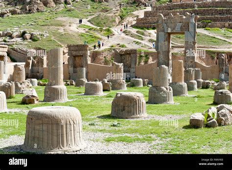 Ruins Bases Of Columns Hundred Column Hall Ancient Persian City Of